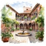 20 High-Quality Courtyard Clipart - Courtyard digital watercolor JPG instant download for commercial use - Digital download