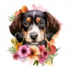 20 High-Quality Floral Portrait Puppy Clipart - Floral Puppy digital watercolor JPG instant download for commercial use - Digital download