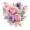 20 High-Quality Bouquet of Flowers Clipart - Bouquet of flower digital watercolor JPG instant download for commercial use - Digital download