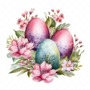 20 High-Quality Floral Easter Eggs Clipart - Floral easter egg digital watercolor JPG instant download for commercial use - Digital download