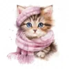 18 High-Quality Kittens With Scarf Clipart - Kittens scarf digital watercolor JPG instant download for commercial use - Digital download
