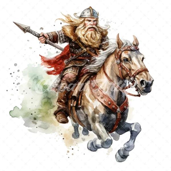 20 High-Quality Riding Vikings Clipart - Riding vikings digital watercolor JPG instant download for commercial use - Digital download