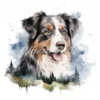 20 High-Quality Australian Shepherd Clipart - Shepherd dog digital watercolor JPG instant download for commercial use - Digital download