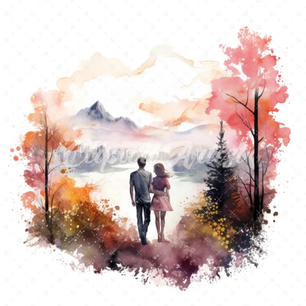 20 High-Quality Loving Couple Clipart - Loving couple digital watercolor JPG instant download for commercial use - Digital download