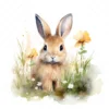 20 High-Quality Bunny in a Meadow Clipart - Bunny meadow digital watercolor JPG instant download for commercial use - Digital download