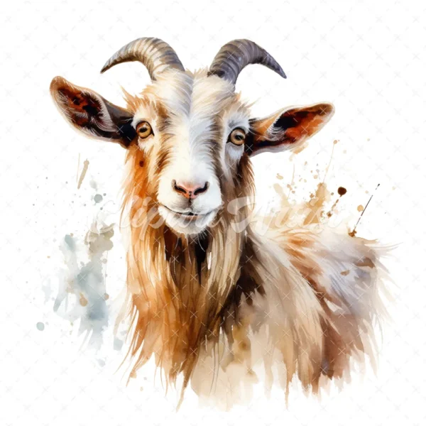 20 High-Quality Kiko Goat Clipart - Kiko goat digital watercolor JPG instant download for commercial use - Digital download