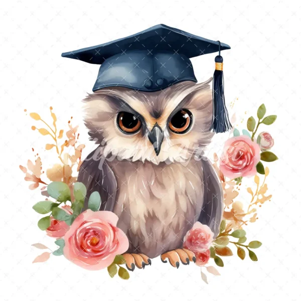 19 High-Quality Graduation Owl Clipart - Graduation owl digital watercolor JPG instant download for commercial use - Digital download