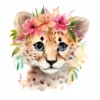 20 High-Quality Floral Cute Cheetah Clipart - Cute cheetah digital watercolor JPG instant download for commercial use - Digital download