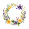 20 High-Quality Wildflowers Wreath Clipart - Wildflower wreath digital watercolor JPG instant download for commercial use - Digital download