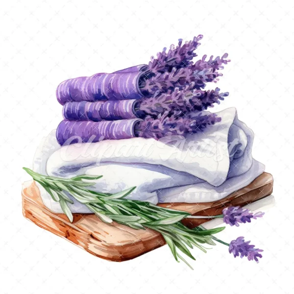 20 High-Quality Lavender Towels Clipart - Lavender towels digital watercolor JPG instant download for commercial use - Digital download