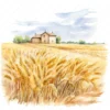 19 High-Quality Wheat Farm Clipart - Wheat farm digital watercolor JPG instant download for commercial use - Digital download