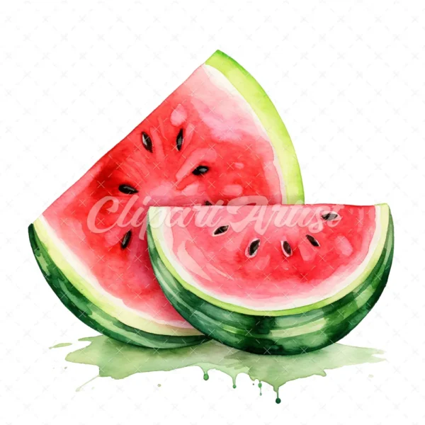 20 High-Quality Watermelon Clipart - Watermelon digital watercolor JPG instant download for commercial use - Digital download