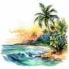 20 High-Quality Tropical Beach Clipart - Tropical beach digital watercolor JPG instant download for commercial use - Digital download