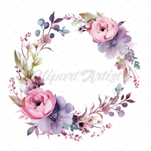 20 High-Quality Floral Wreaths Clipart - Floral Wreath digital watercolor JPG instant download for commercial use - Digital download