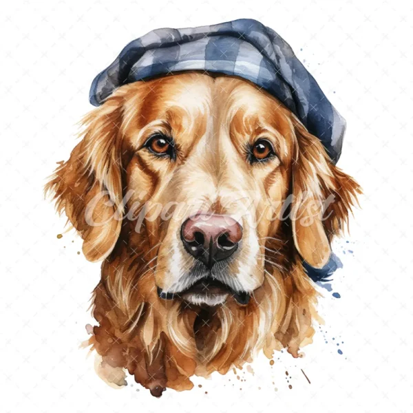 20 High-Quality Golden Retriever with Bandana Clipart - Dogs digital watercolor JPG instant download for commercial use - Digital download