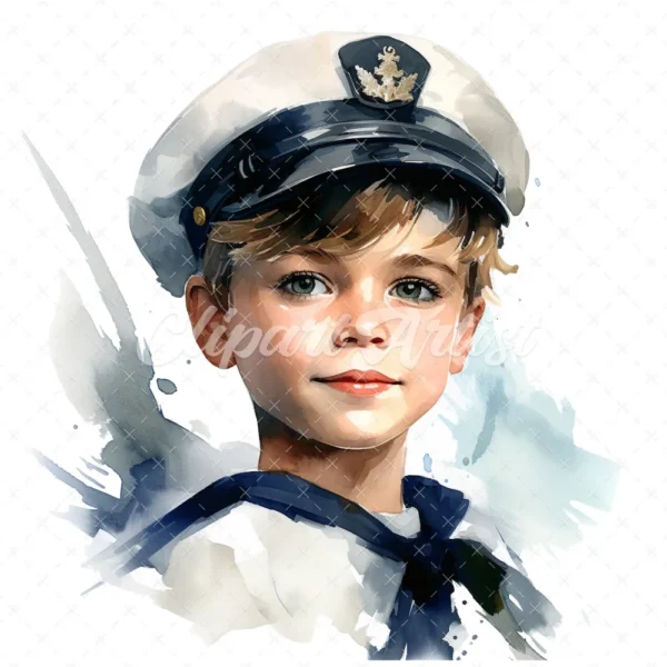 20 High-Quality Sailor Boy Clipart - Sailor boy digital watercolor JPG instant download for commercial use - Digital download
