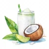 20 High-Quality Coconut Drink Clipart - Coconut drink digital watercolor JPG instant download for commercial use - Digital download