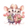 20 High-Quality Mice Holding Tulip Clipart - Mice tulip digital watercolor JPG instant download for commercial use - Digital download