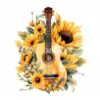 20 High-Quality Sunflowers Guitars Clipart - Sunflowers guitar digital watercolor JPG instant download for commercial use - Digital download