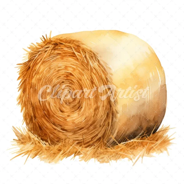 19 High-Quality Hay Bale Clipart - Hay bale digital watercolor JPG instant download for commercial use - Digital download