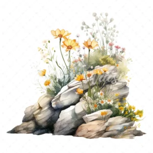 20 High-Quality Cliff Wildflowers Clipart - Cliff wildflowers digital watercolor JPG instant download for commercial use - Digital download