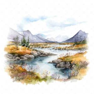 20 High-Quality Tundra Landscape Clipart - Tundra landscape digital watercolor JPG instant download for commercial use - Digital download