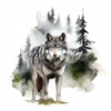 20 High-Quality Forest Grey Wolf Clipart - Forest grey wolf digital watercolor JPG instant download for commercial use - Digital download