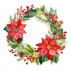 20 High-Quality Christmas Wreath Clipart - Christmas wreath digital watercolor JPG instant download for commercial use - Digital download