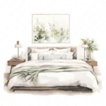 20 High-Quality White Bedroom Clipart - White bedroom digital watercolor JPG instant download for commercial use - Digital download