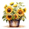 20 High-Quality Sunflower Planters Clipart - Sunflower plant digital watercolor JPG instant download for commercial use - Digital download