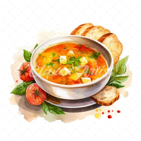 20 High-Quality Soup Clipart - Soup digital watercolor JPG instant download for commercial use - Digital download