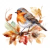 20 High-Quality Robin on Dry Leaf Clipart - Birds digital watercolor JPG instant download for commercial use - Digital download