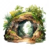 19 High-Quality Forest Cave Clipart - Forest cave digital watercolor JPG instant download for commercial use - Digital download