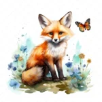 19 High-Quality Fox and Butterfly Clipart - Fox and butterfly digital watercolor JPG instant download for commercial use - Digital download