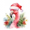 20 High-Quality Flamingo Santa Hat Clipart - Flamingo hat digital watercolor JPG instant download for commercial use - Digital download