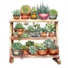 20 High-Quality Succulent Rack Clipart - Succulent rack digital watercolor JPG instant download for commercial use - Digital download