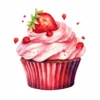 20 High-Quality Strawberry Cupcake Clipart - Cupcake digital watercolor JPG instant download for commercial use - Digital download