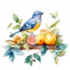 20 High-Quality Bird on Fruits Table Clipart - Bird fruits digital watercolor JPG instant download for commercial use - Digital download