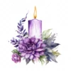 19 High-Quality Purple Floral Candle Clipart - Purple candle digital watercolor JPG instant download for commercial use - Digital download
