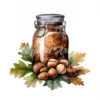 20 High-Quality Acorns Jar Clipart - Acorns jar digital watercolor JPG instant download for commercial use - Digital download