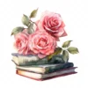20 High-Quality Rose Books Clipart - Rose books digital watercolor JPG instant download for commercial use - Digital download