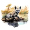 19 High-Quality Bat Eared Fox Clipart - Bat eared fox digital watercolor JPG instant download for commercial use - Digital download