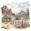 19 High-Quality Old West Clipart - Old west landscape digital watercolor JPG instant download for commercial use - Digital download