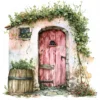 20 High-Quality Doors on Countryside Clipart - Floral doors digital watercolor JPG instant download for commercial use - Digital download