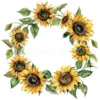 20 High-Quality Sunflowers Wreath Clipart - Sunflowers wreath digital watercolor JPG instant download for commercial use - Digital download