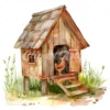 20 High-Quality Chicken Coop Clipart - Chicken coop digital watercolor JPG instant download for commercial use - Digital download