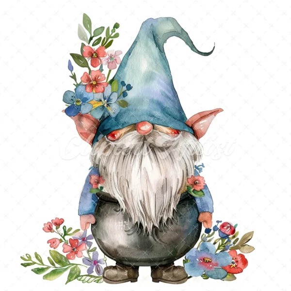 20 High-Quality Gnomes With Cauldron Clipart - Gnomes cauldron digital watercolor JPG instant download for commercial use - Digital download