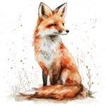 20 High-Quality Cute Foxes Clipart - Cute fox sitting digital watercolor JPG instant download for commercial use - Digital download