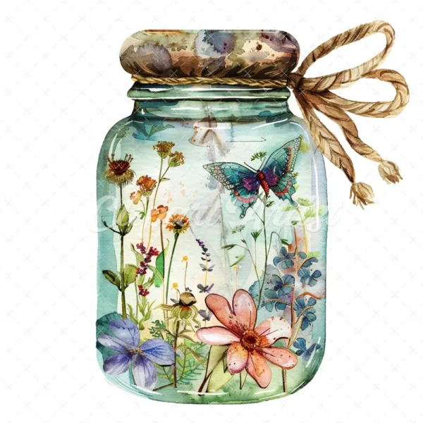 20 High-Quality Fairy Jars Clipart - Fairy jars digital watercolor JPG instant download for commercial use - Digital download