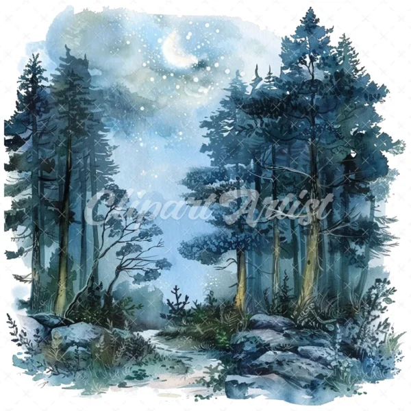 20 High-Quality Enchanted Fairy Forest Clipart - Fairy forest digital watercolor JPG instant download for commercial use - Digital download